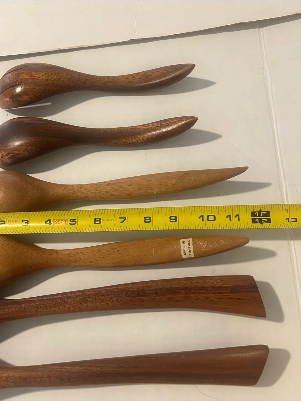 Hand Carved Wood Salad Servers Set Lot Of 3 Pair Fork spoon Teak Acacia serving